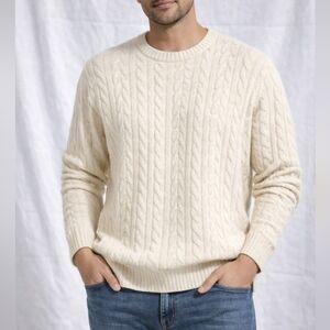 XXL SAVILLE ROW Cotton Ramie Blend Cable Knit Sweater Classic